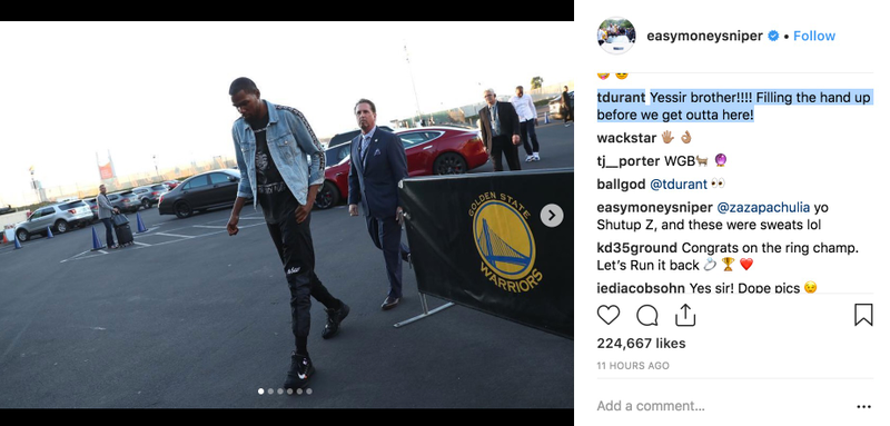 Illustration for article titled Kevin Durant's Brother's Instagram Comment Definitely Means That Kevin Won't Re-Sign With The Warriors